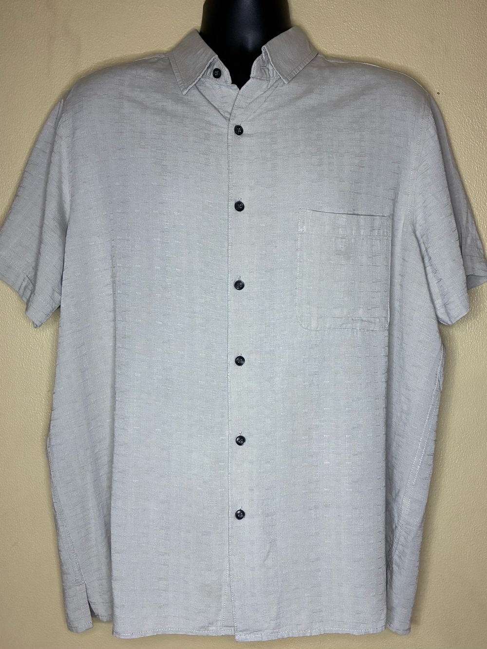 Tasso Elba Light Gray Short-Sleeve Button-Down Shirt